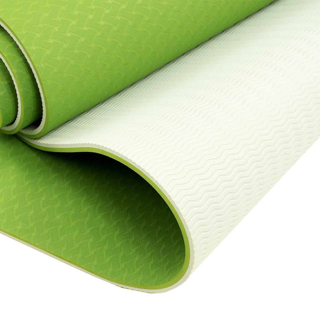 Powertrain Dual Layer 8mm Yoga Mat with Carry Strap - Lime Green-Vivify Co.