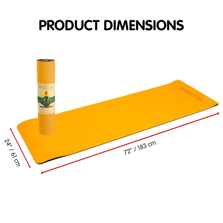 Powertrain Dual Layer 8mm Yoga Mat with Carry Strap - Orange-Vivify Co.