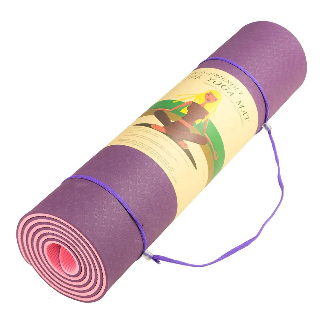 Powertrain Dual Layer 8mm Yoga Mat with Carry Strap - Purple-Vivify Co.