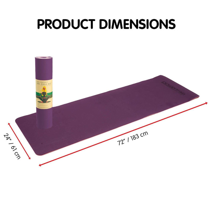 Powertrain Dual Layer 8mm Yoga Mat with Carry Strap - Purple-Vivify Co.