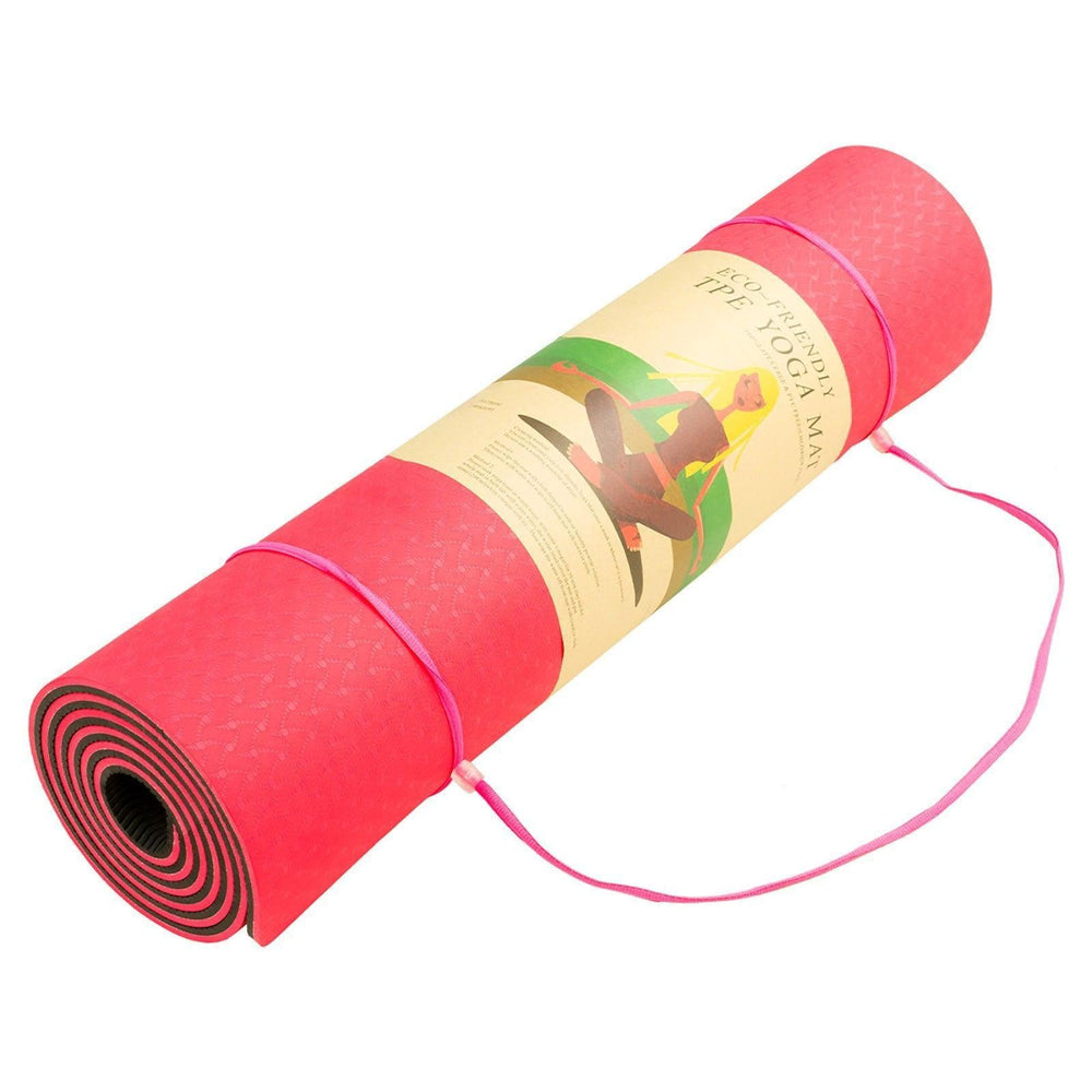 Powertrain Dual Layer 8mm Yoga Mat with Carry Strap - Red Blush-Vivify Co.