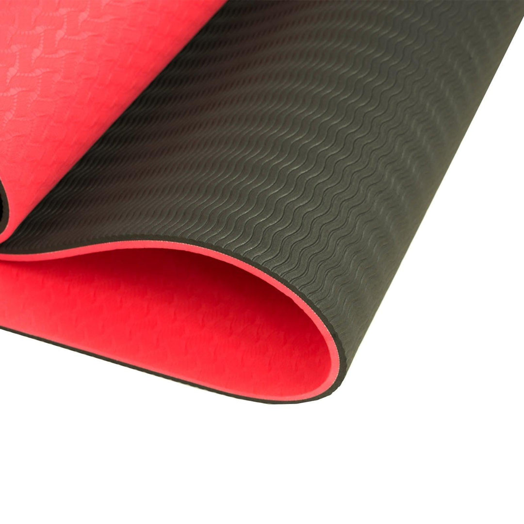 Powertrain Dual Layer 8mm Yoga Mat with Carry Strap - Red Blush-Vivify Co.