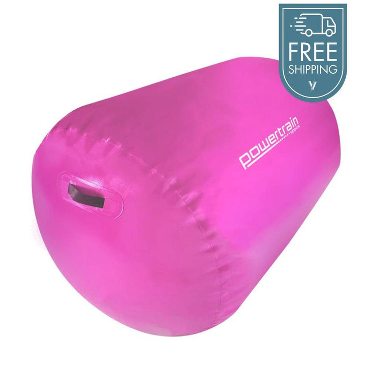 Powertrain Sports Inflatable Gymnastics Air Barrel Gym Exercise Roller 120 x 75cm - Pink-Vivify Co.