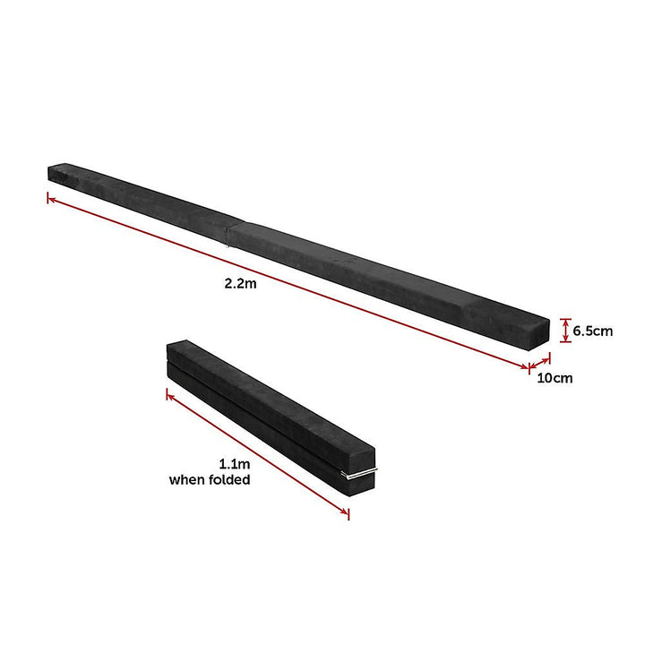 RTM 2.2m Gymnastics Folding Balance Beam Black Synthetic Suede-Vivify Co.