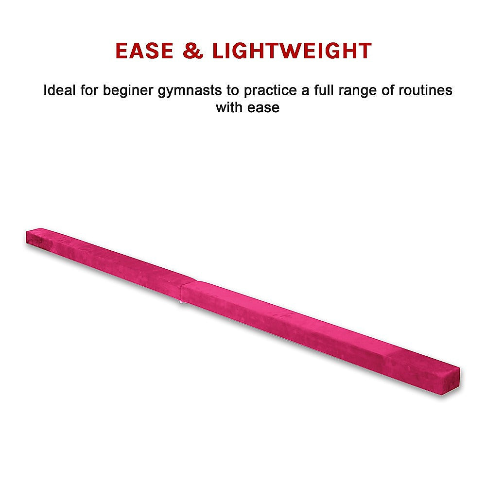 RTM 2.2m Gymnastics Folding Balance Beam Pink Synthetic Suede-Vivify Co.