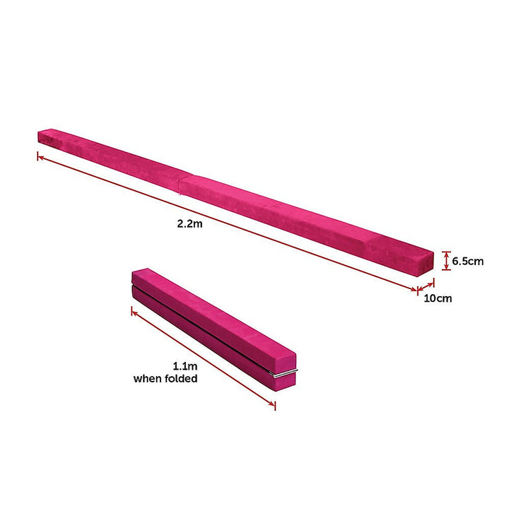 RTM 2.2m Gymnastics Folding Balance Beam Pink Synthetic Suede-Vivify Co.