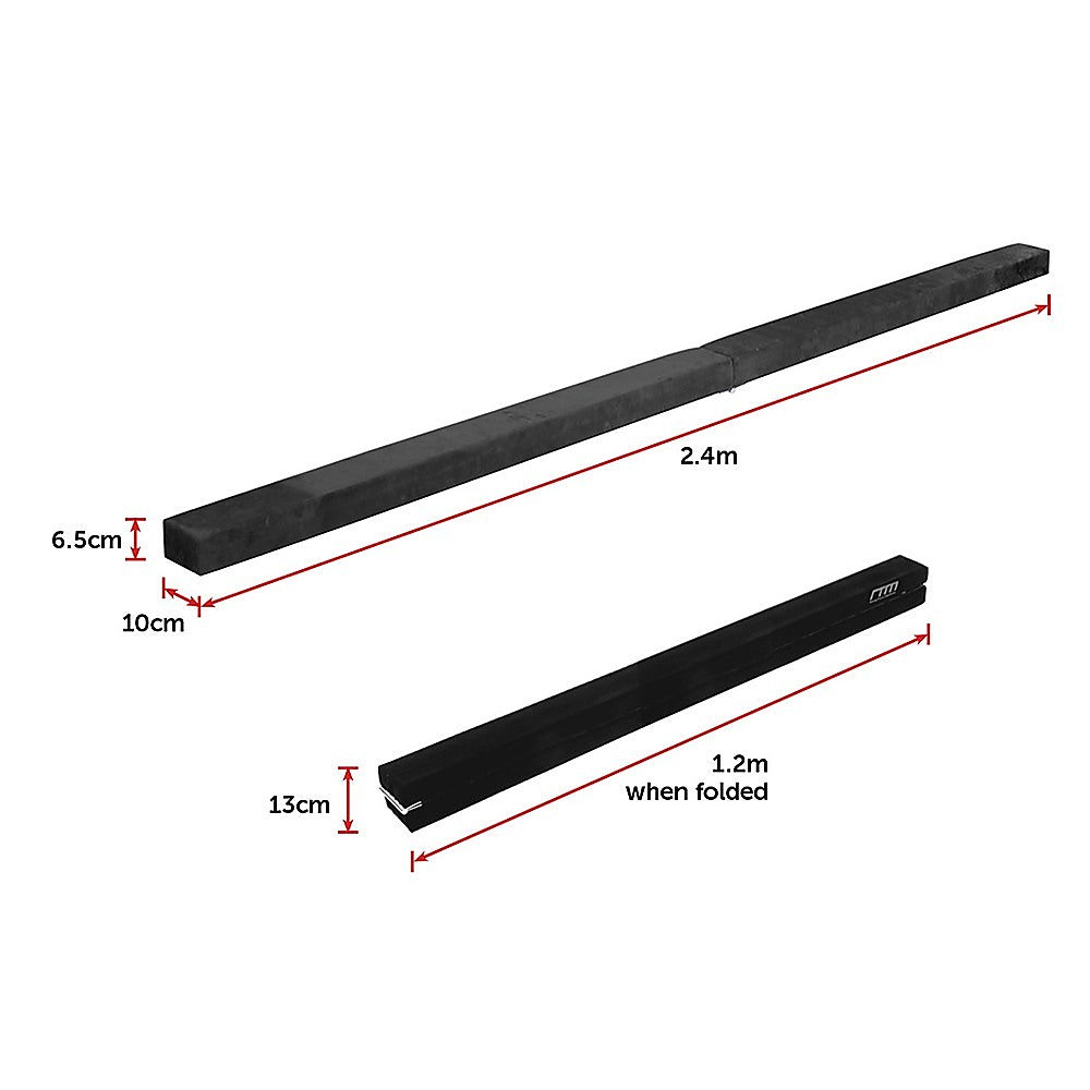 RTM 2.4m Gymnastics Folding Balance Beam Black Synthetic Suede-Vivify Co.