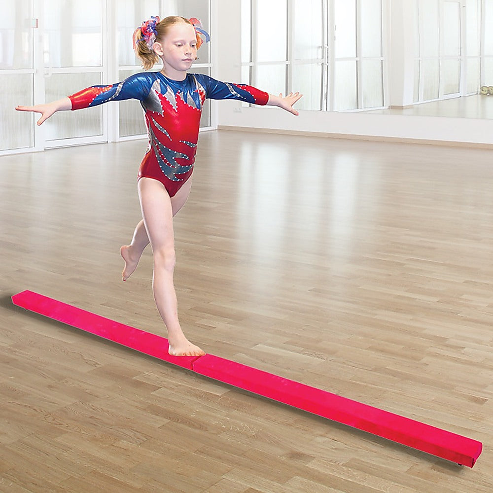 RTM 2.4m Gymnastics Folding Balance Beam Pink Synthetic Suede-Vivify Co.