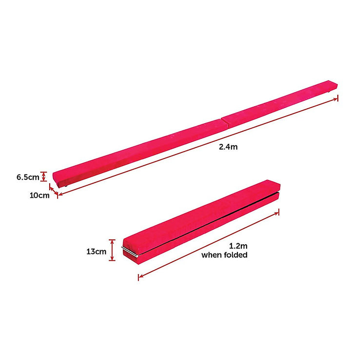 RTM 2.4m Gymnastics Folding Balance Beam Pink Synthetic Suede-Vivify Co.