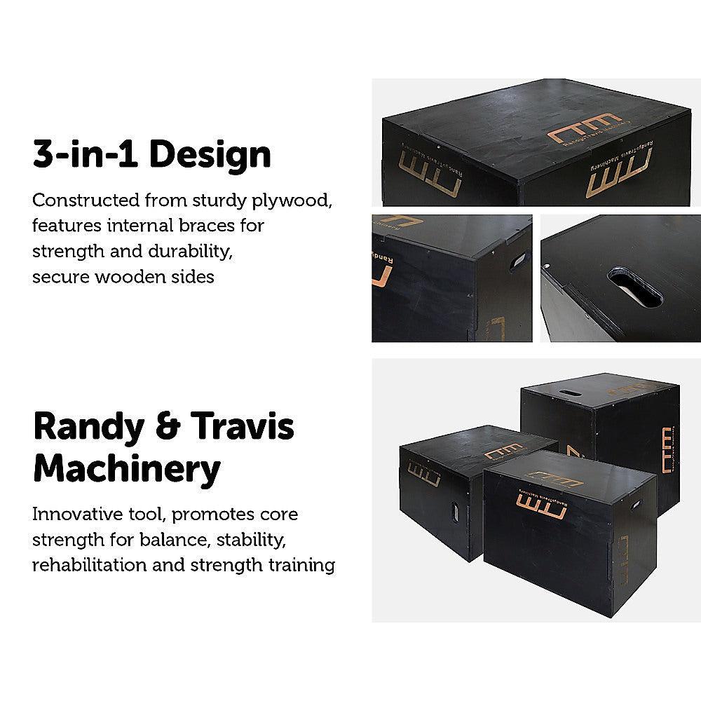 RTM 3-in-1 Plyometric Plywood Jump Box - Black-Vivify Co.