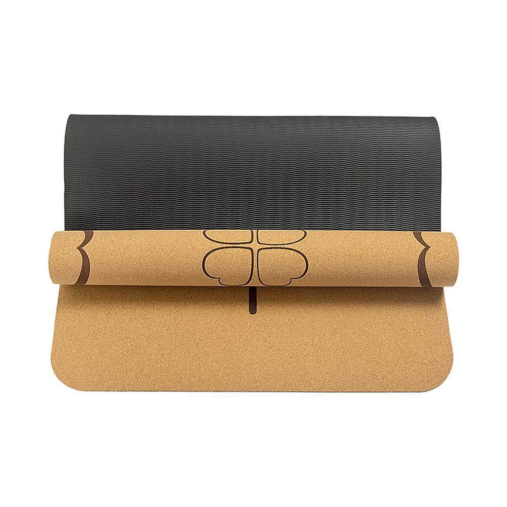 RTM Dual Layer Cork Yoga & Pilates Mat - Tan/Black-Vivify Co.