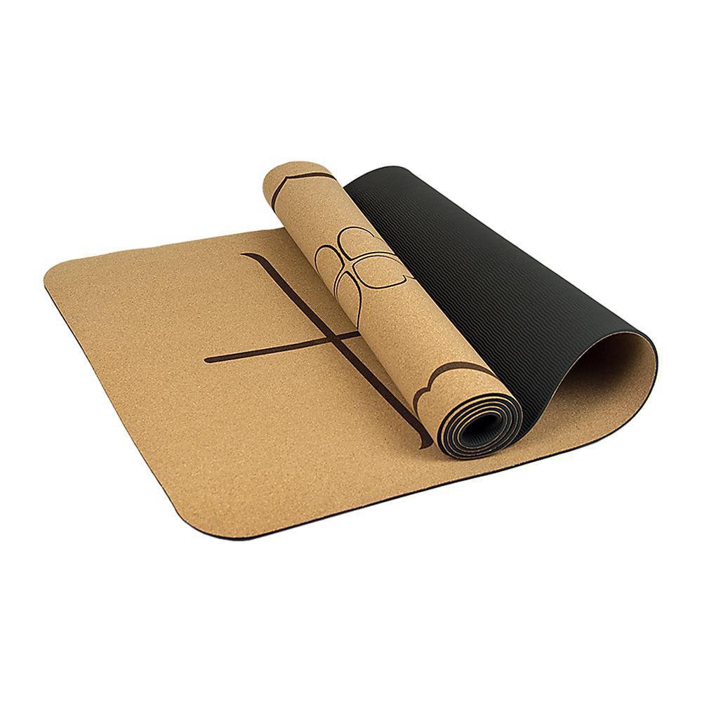 RTM Dual Layer Cork Yoga & Pilates Mat - Tan/Black-Vivify Co.