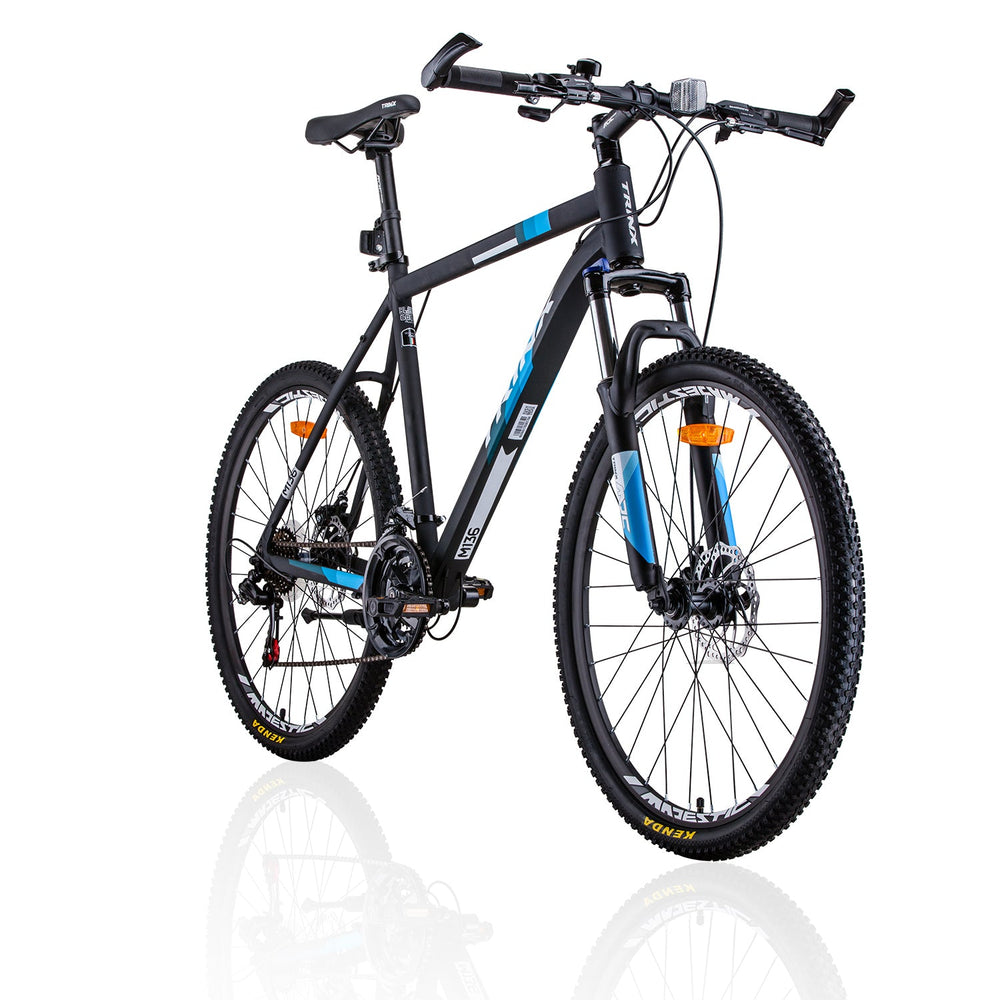 Trinx 26" Mountain Bike Shimano Gear 21-Speed 17" Frame - Matt Black/White/Blue-Vivify Co.