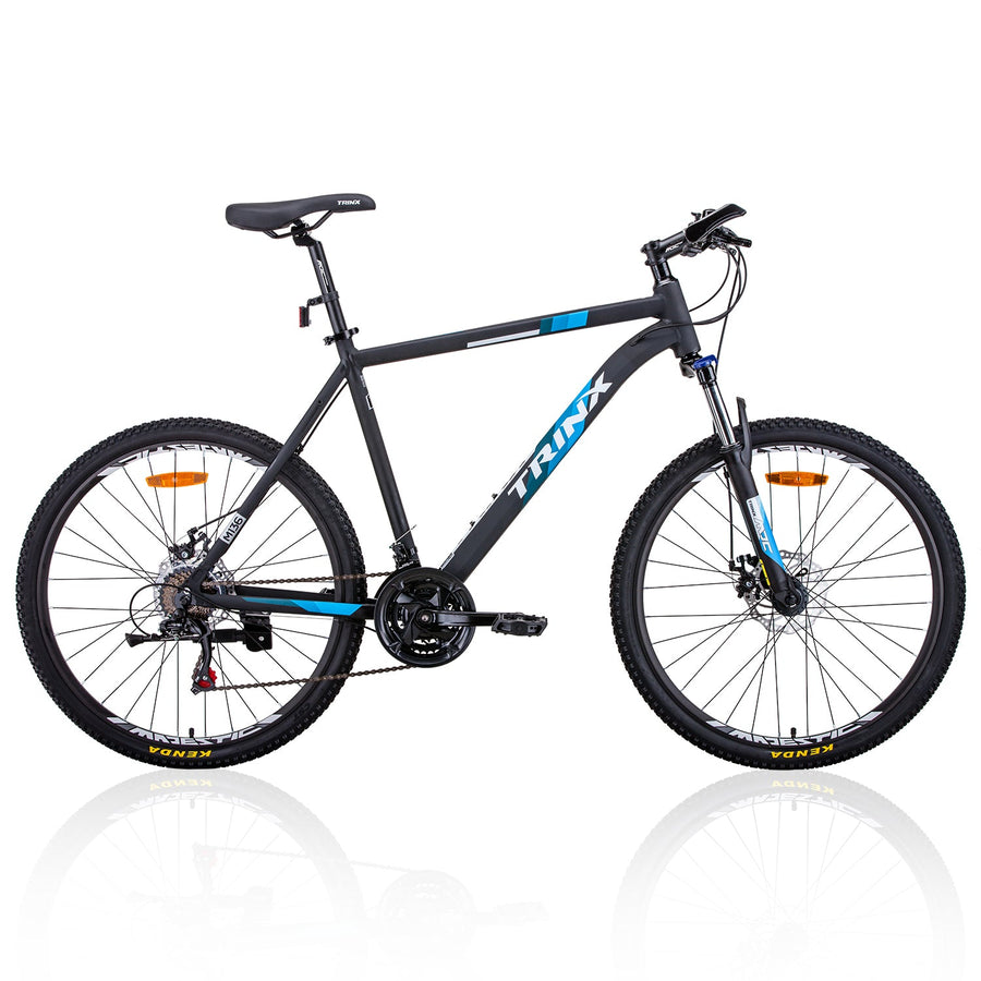 Trinx 26" Mountain Bike Shimano Gear 21-Speed 17" Frame - Matt Black/White/Blue-Vivify Co.