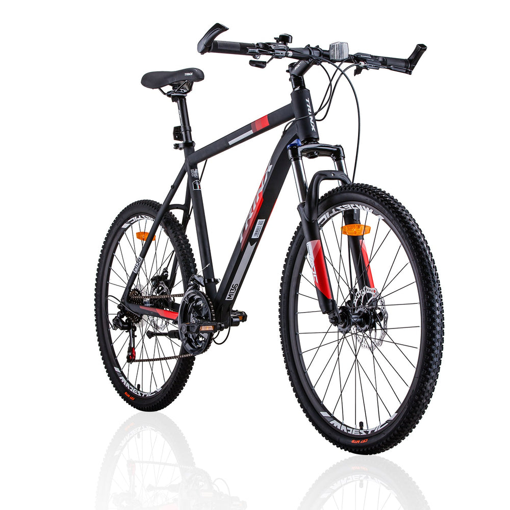 Trinx 26" Mountain Bike Shimano Gear 21-Speed 19" Frame - Matt Black/White/Red-Vivify Co.