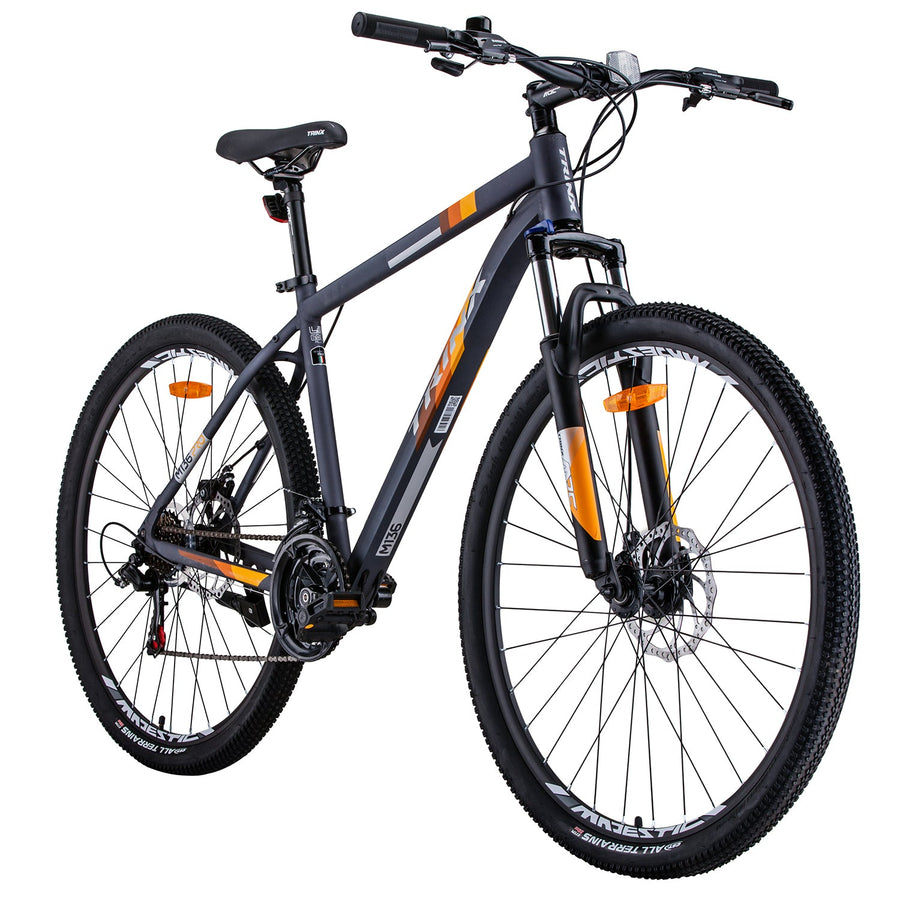 Trinx M136 Pro 29" Wheels 21 Speed Mountain Bike MTB 18"Frame - Matt Grey/Orange-Vivify Co.