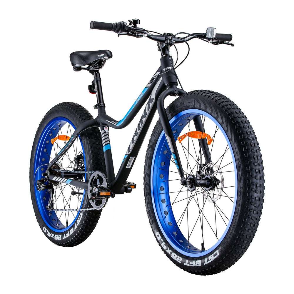 Trinx Tiger T106 Fat Bike Shimano 7 Speed Bicycle - Matt Black/Blue-Vivify Co.