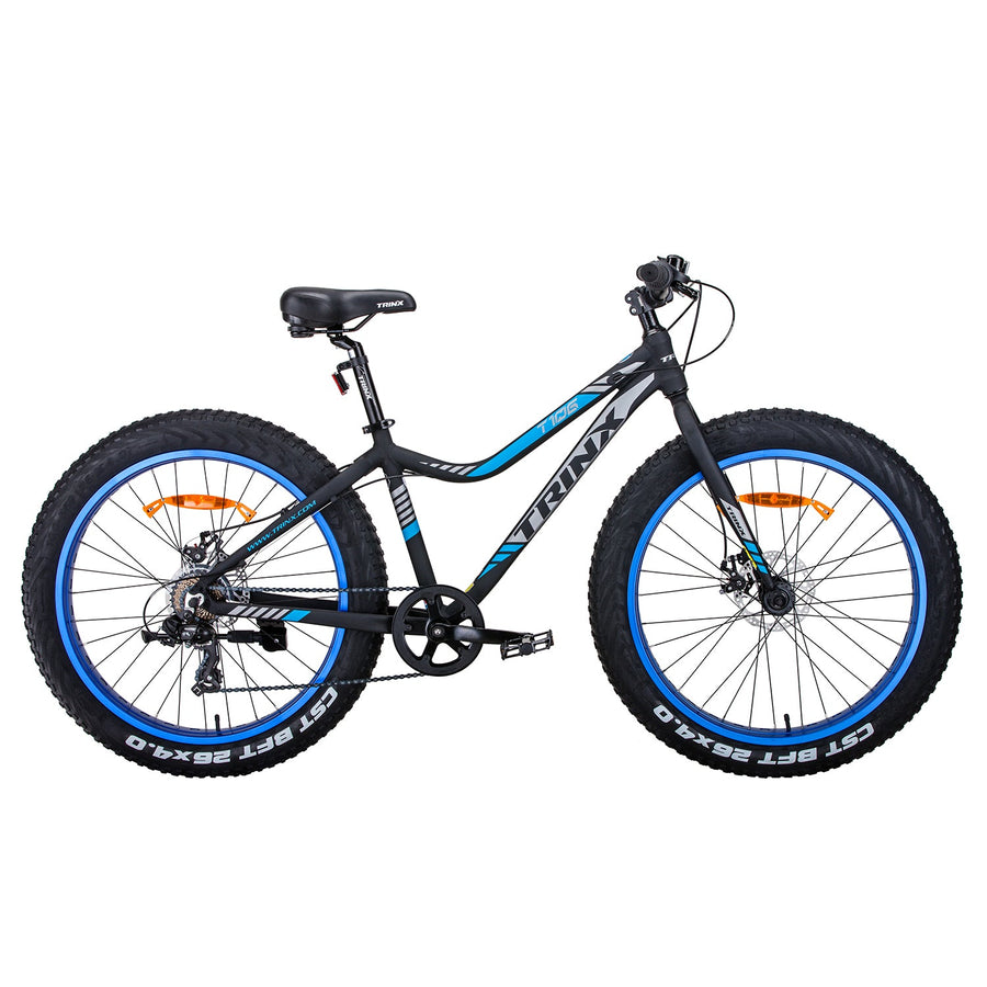 Trinx Tiger T106 Fat Bike Shimano 7 Speed Bicycle - Matt Black/Blue-Vivify Co.