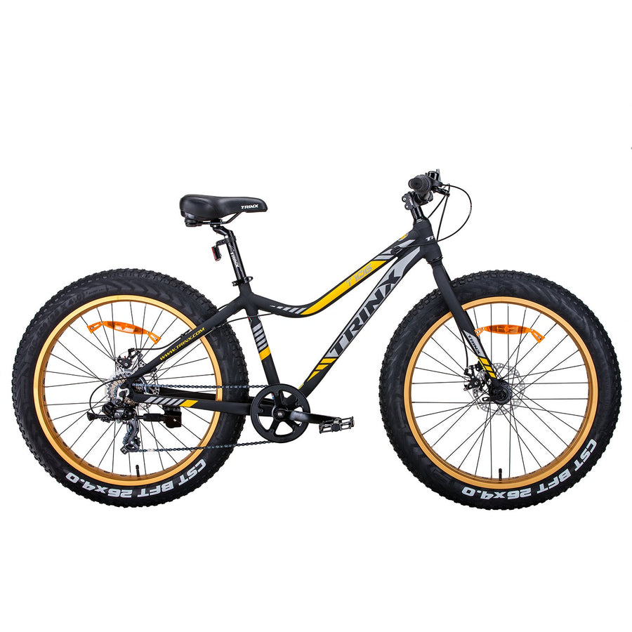 Trinx Tiger T106 Fat Bike Shimano 7 Speed Bicycle - Matt Black/Orange-Vivify Co.