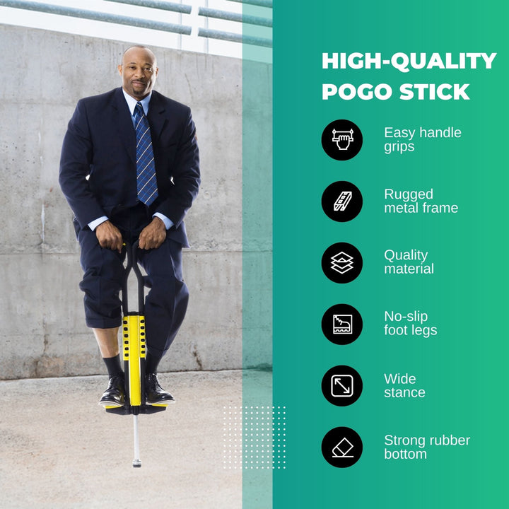 Adult & Kids Pogo Stick - Large Jumping Exercise Hopper - Black & Yellow