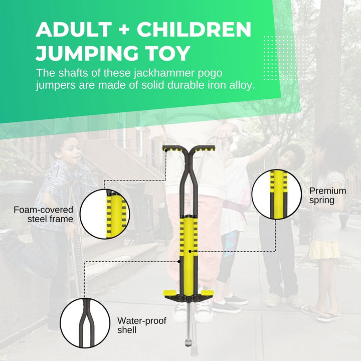 Adult & Kids Pogo Stick - Large Jumping Exercise Hopper - Black & Yellow