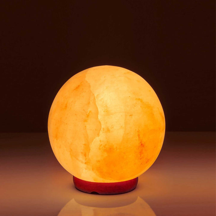 Himalayan Pink Salt Lamp Carved Sphere Rock Crystal - 2-5kg - Light Bulb