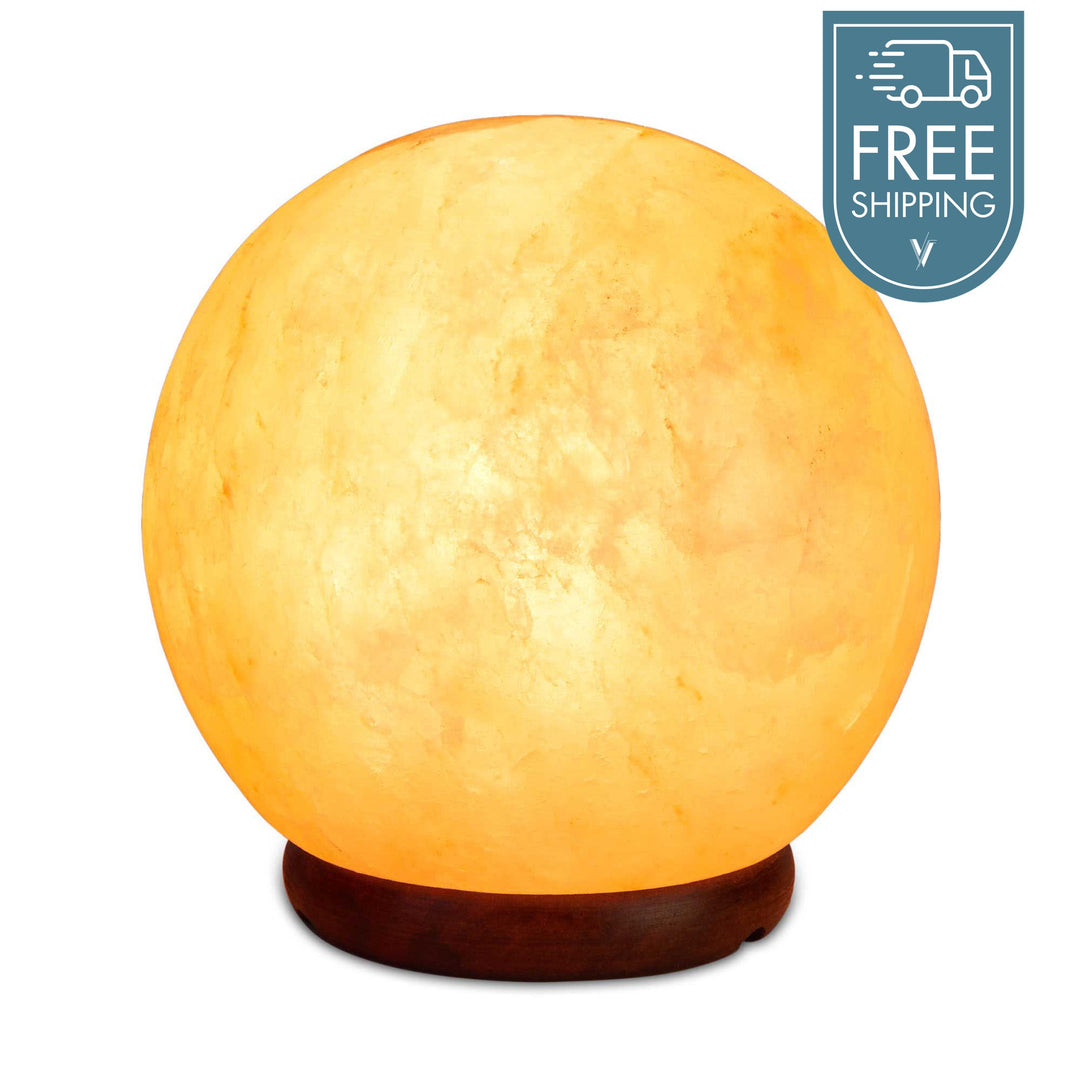 Himalayan Pink Salt Lamp Carved Sphere Rock Crystal - 5kg - Light Bulb