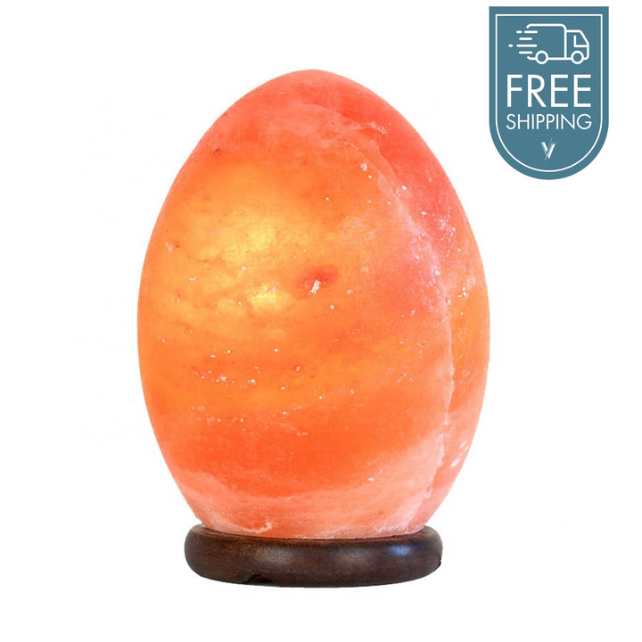 Himalayan Pink Salt Lamp Carved Egg Rock Crystal - 3-5kg - Light Bulb