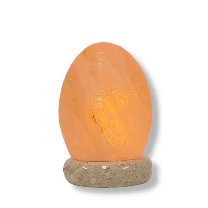 Himalayan Pink Salt Lamp Egg Carved - Warm LED Light