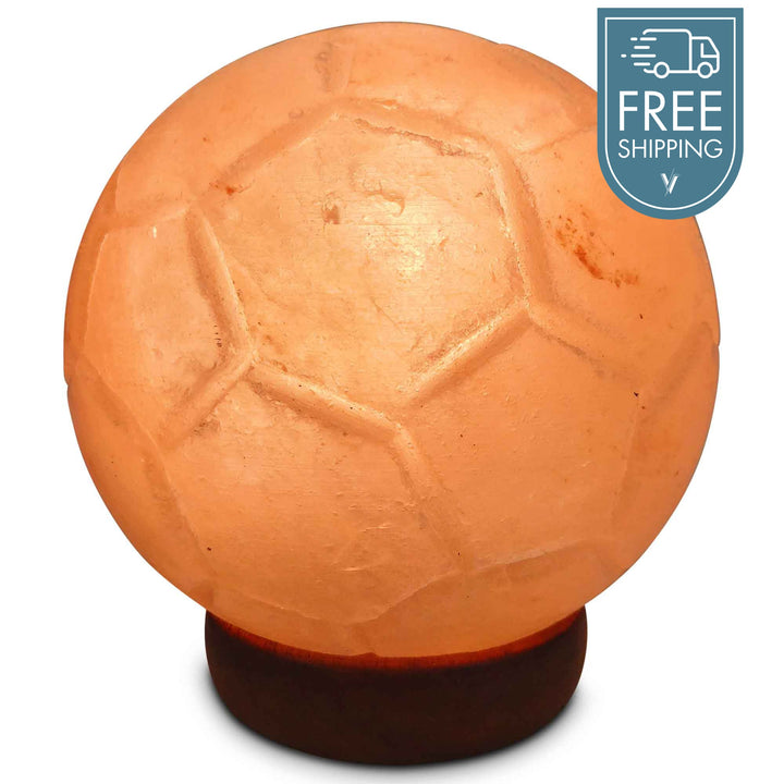 Himalayan Pink Salt Lamp Carved Soccer Ball Rock Crystal - 3-9kg - Light Bulb