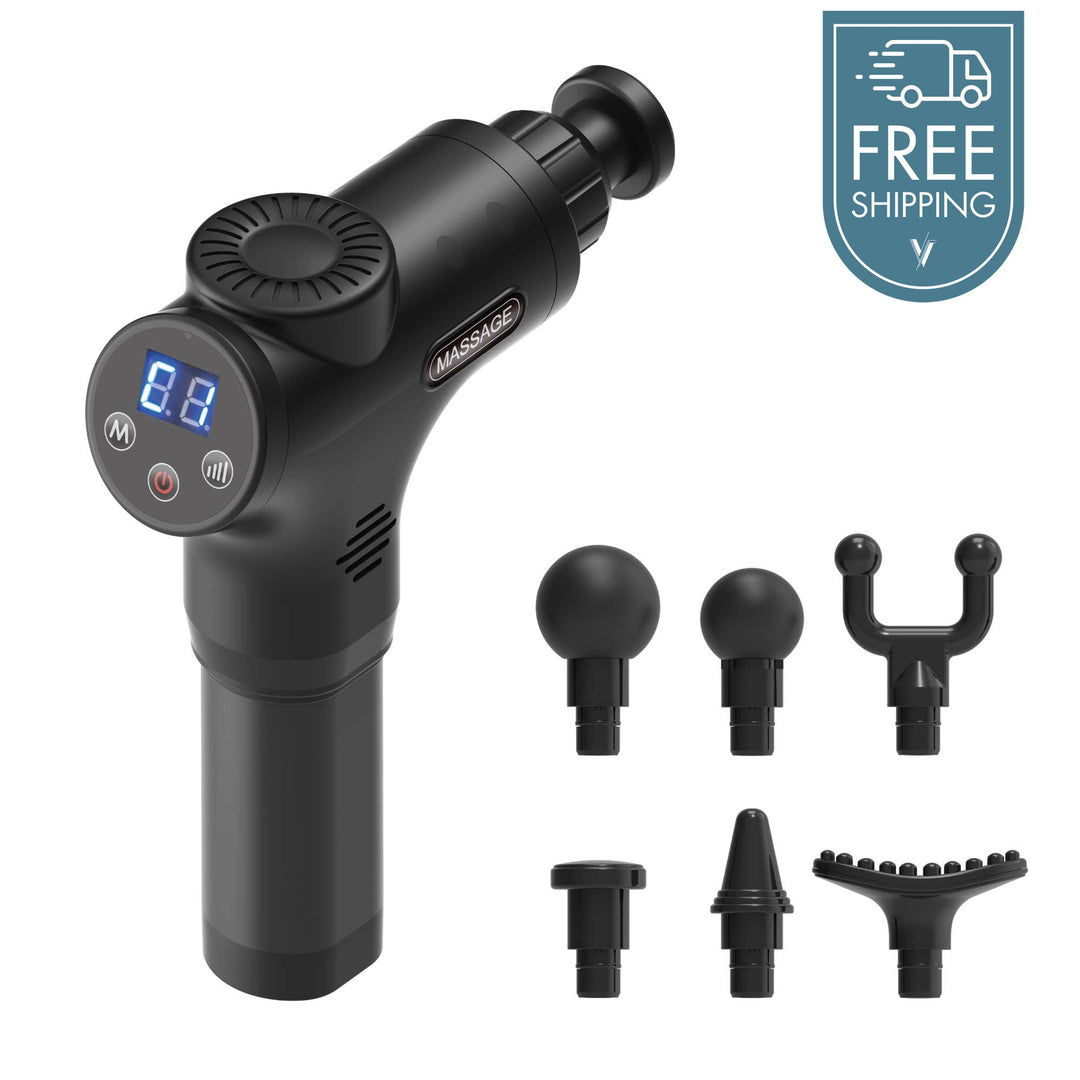 Rechargeable 6 Head Massage Gun - Black