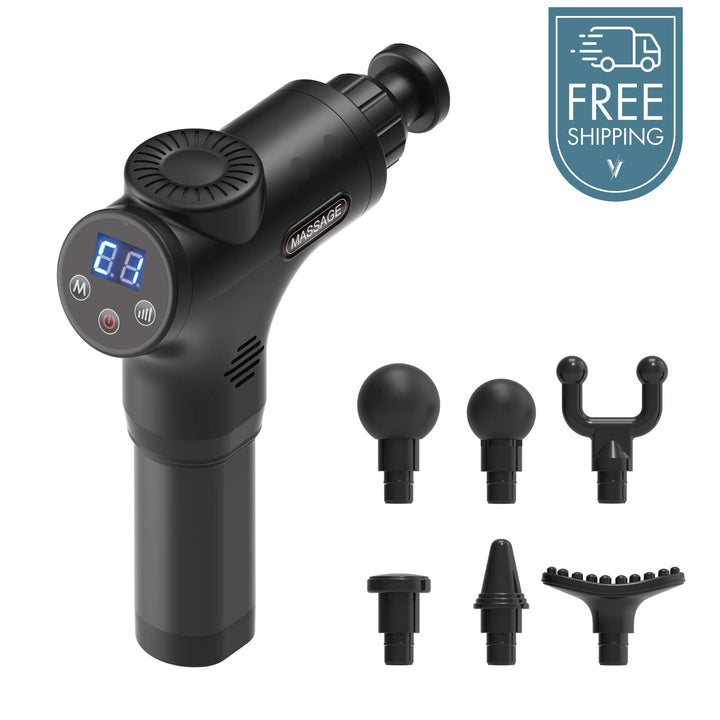 Rechargeable 6 Head Massage Gun - Black