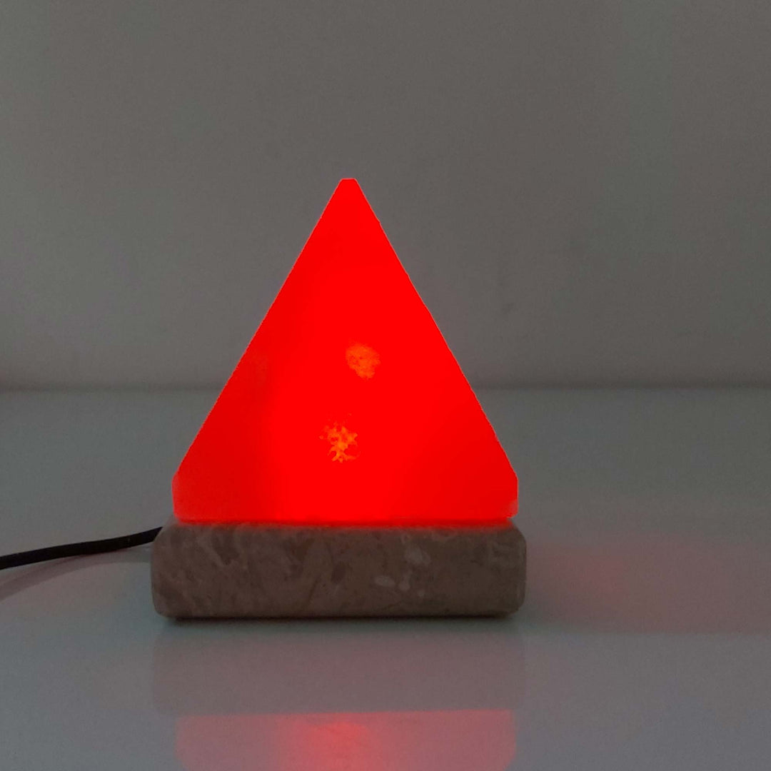 Colour Changing Himalayan Pink Salt Lamp Pyramid Carved - Warm LED Light