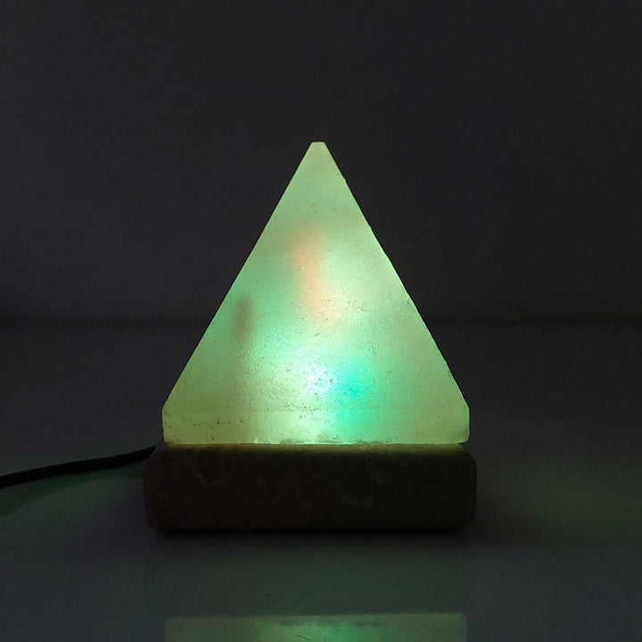 Colour Changing Himalayan Pink Salt Lamp Pyramid Carved - Warm LED Light