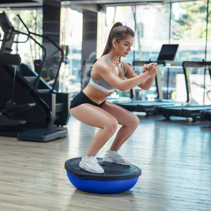 Powertrain Yoga Balance Ball with Resistance Bands - Blue