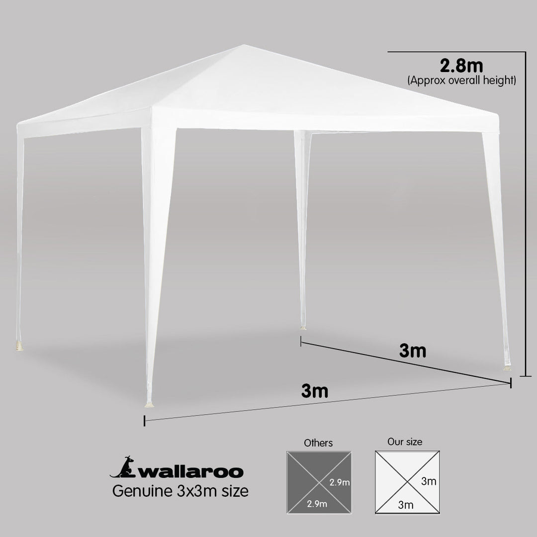 Wallaroo 3x3m Outdoor Event Gazebo Tent - White-Vivify Co.