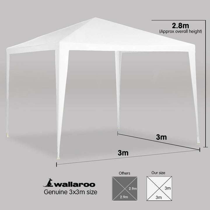 Wallaroo 3x3m Outdoor Event Gazebo Tent - White-Vivify Co.