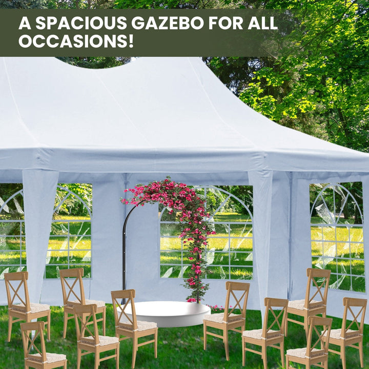 Wallaroo 6x4.5m Wedding Gazebo Marquee with Sidewalls - White-Vivify Co.