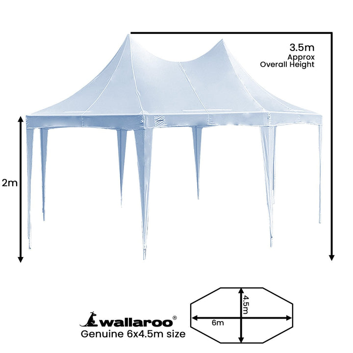 Wallaroo 6x4.5m Wedding Gazebo Marquee with Sidewalls - White-Vivify Co.