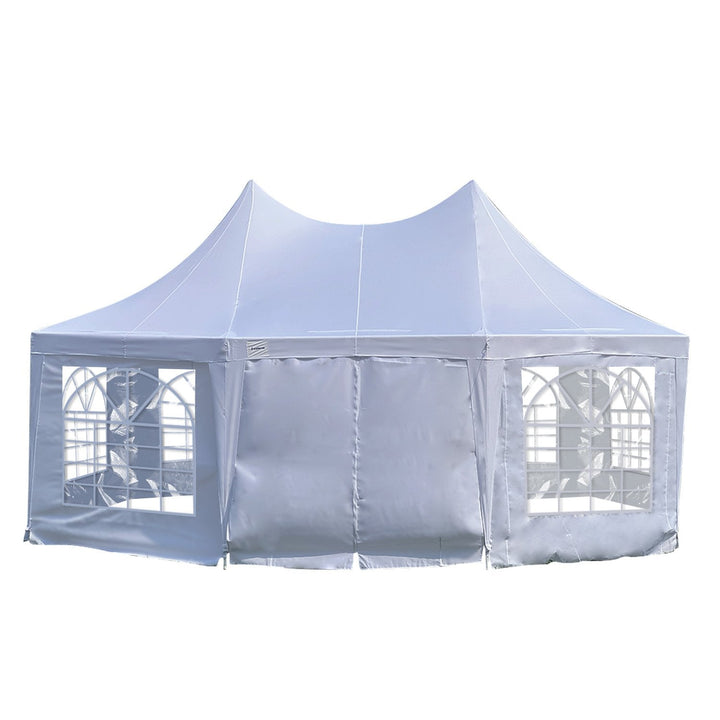 Wallaroo 6x4.5m Wedding Gazebo Marquee with Sidewalls - White-Vivify Co.