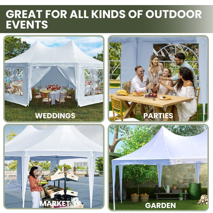 Wallaroo 6x4.5m Wedding Gazebo Marquee with Sidewalls - White-Vivify Co.