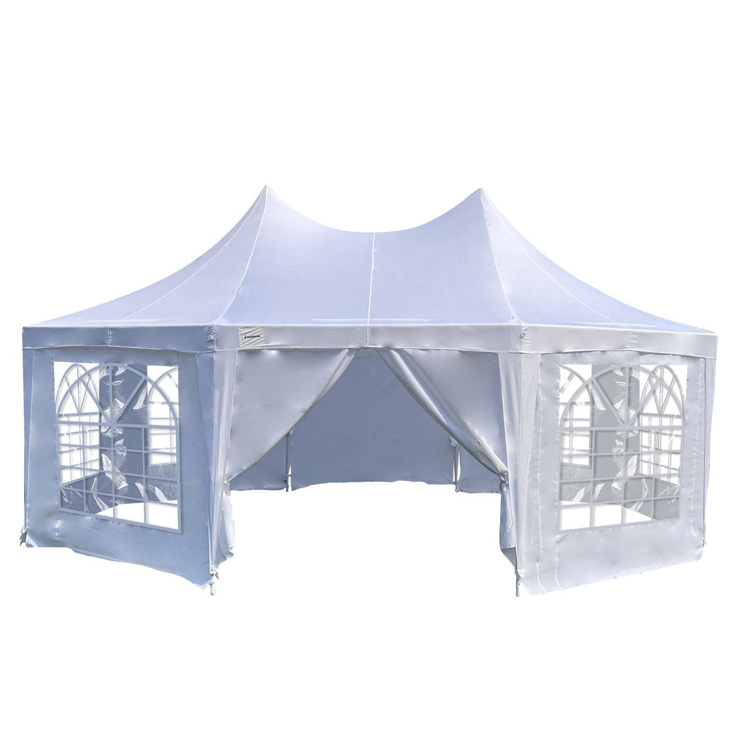 Wallaroo 6x4.5m Wedding Gazebo Marquee with Sidewalls - White-Vivify Co.