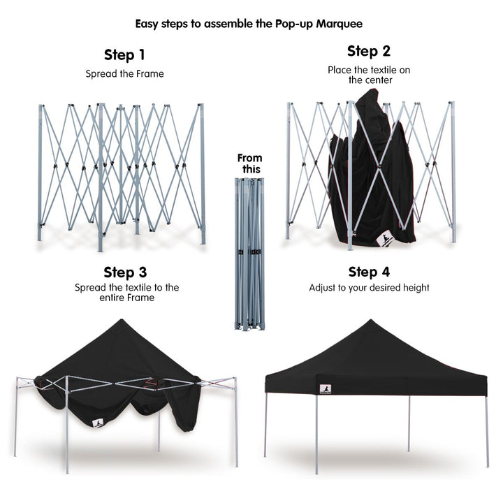 Wallaroo PopUp Outdoor Gazebo Tent Marquee 3x3m - Black-Vivify Co.