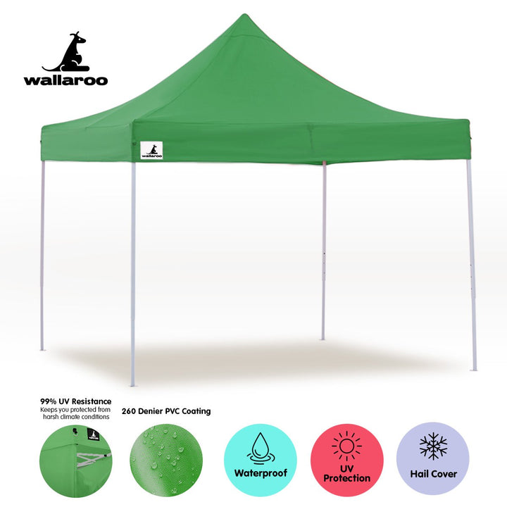 Wallaroo PopUp Outdoor Gazebo Tent Marquee 3x3m - Green-Vivify Co.