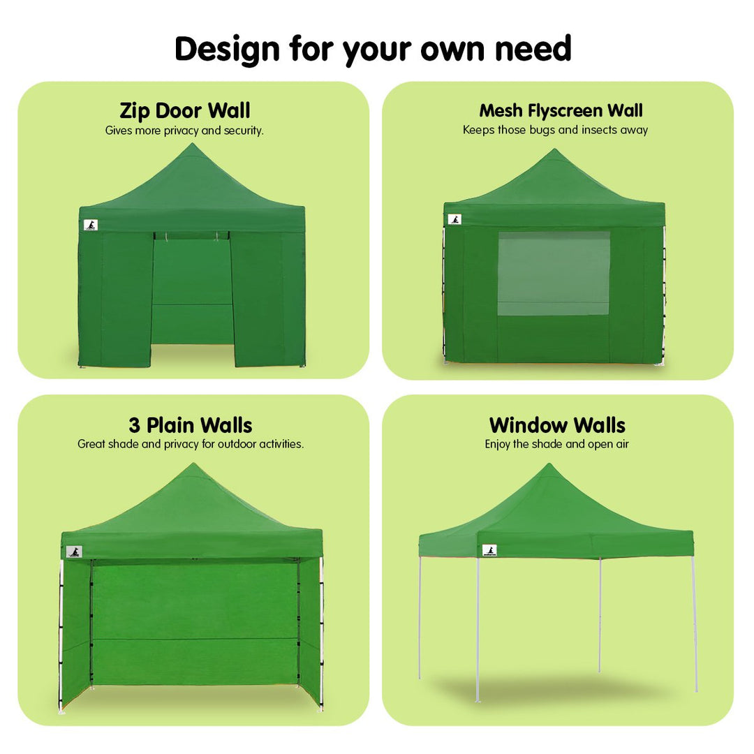 Wallaroo PopUp Outdoor Gazebo Tent Marquee 3x3m - Green-Vivify Co.