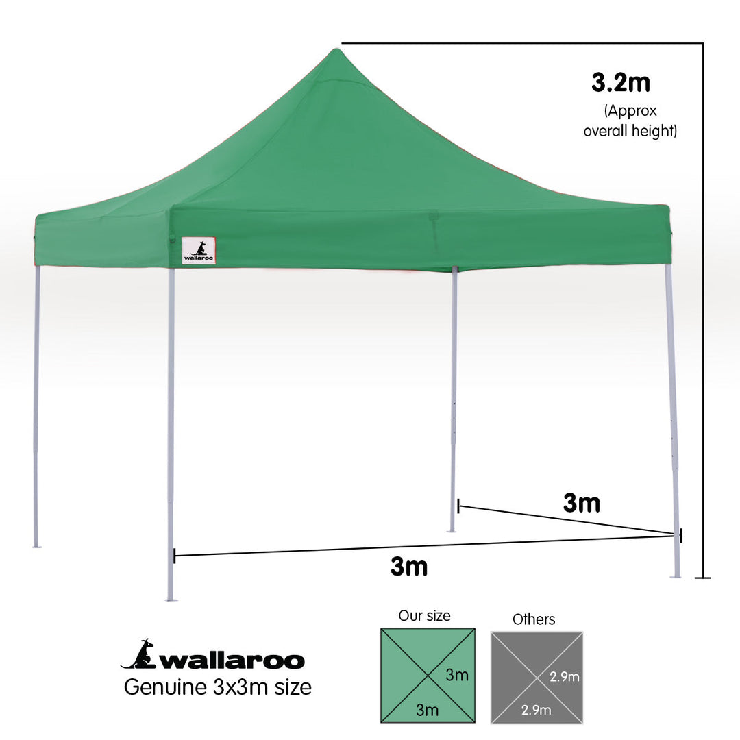 Wallaroo PopUp Outdoor Gazebo Tent Marquee 3x3m - Green-Vivify Co.