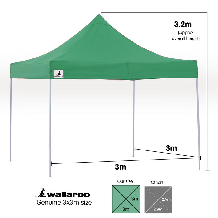 Wallaroo PopUp Outdoor Gazebo Tent Marquee 3x3m - Green-Vivify Co.