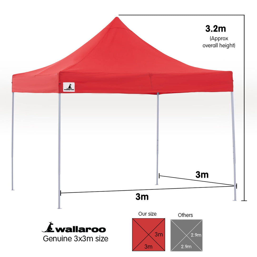 Wallaroo PopUp Outdoor Gazebo Tent Marquee 3x3m - Red-Vivify Co.