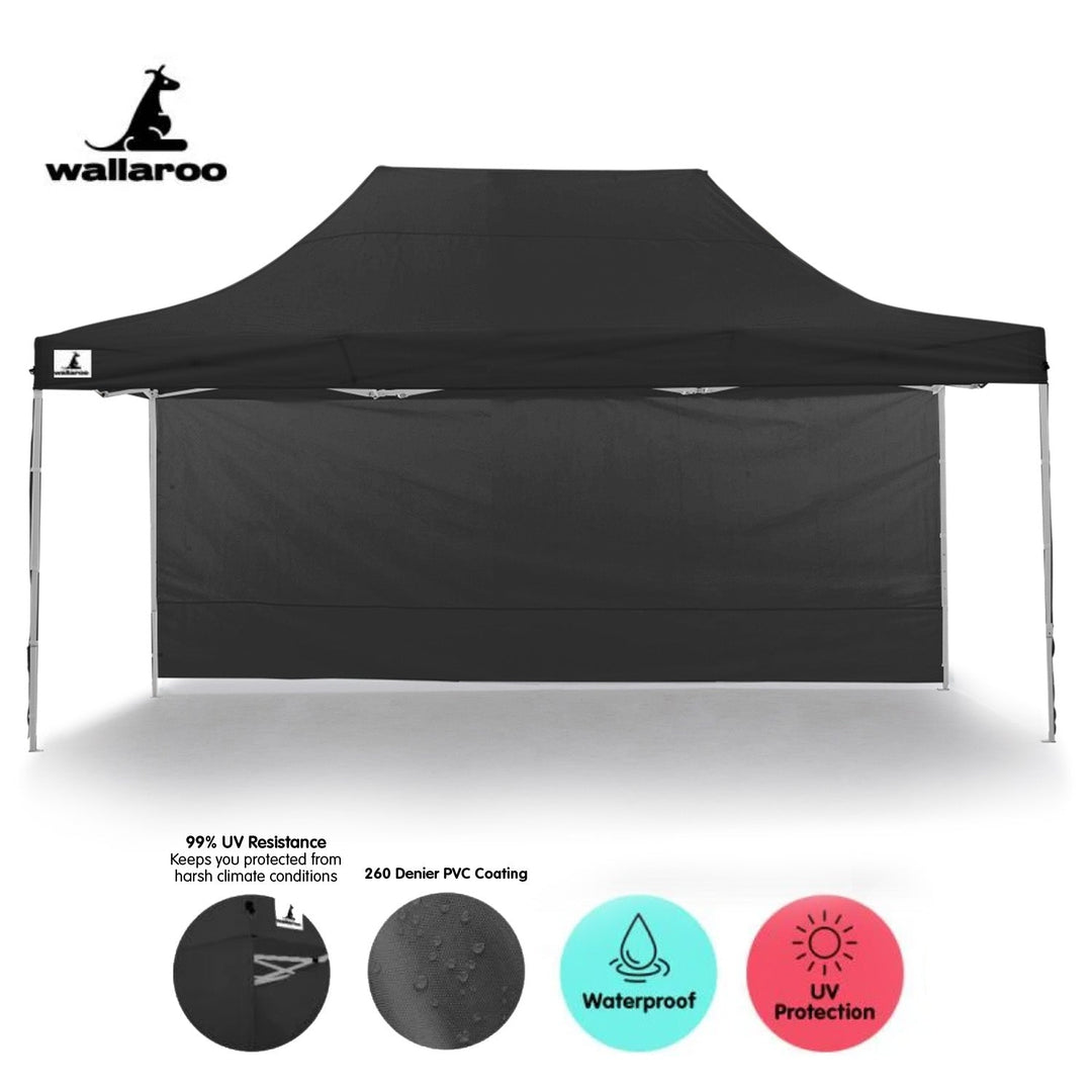 Wallaroo PopUp Outdoor Gazebo Tent Marquee 3x4.5m - Black-Vivify Co.