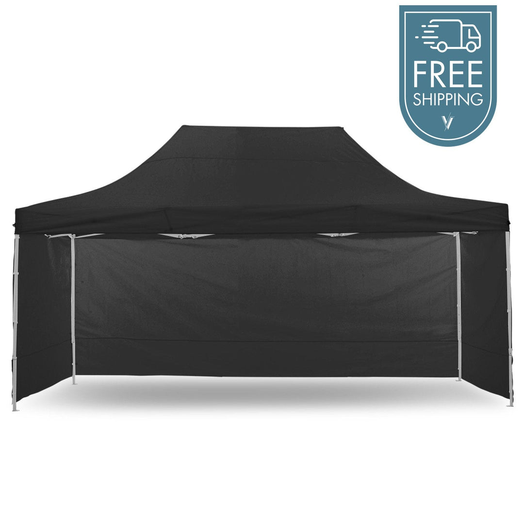 Wallaroo PopUp Outdoor Gazebo Tent Marquee 3x4.5m - Black-Vivify Co.